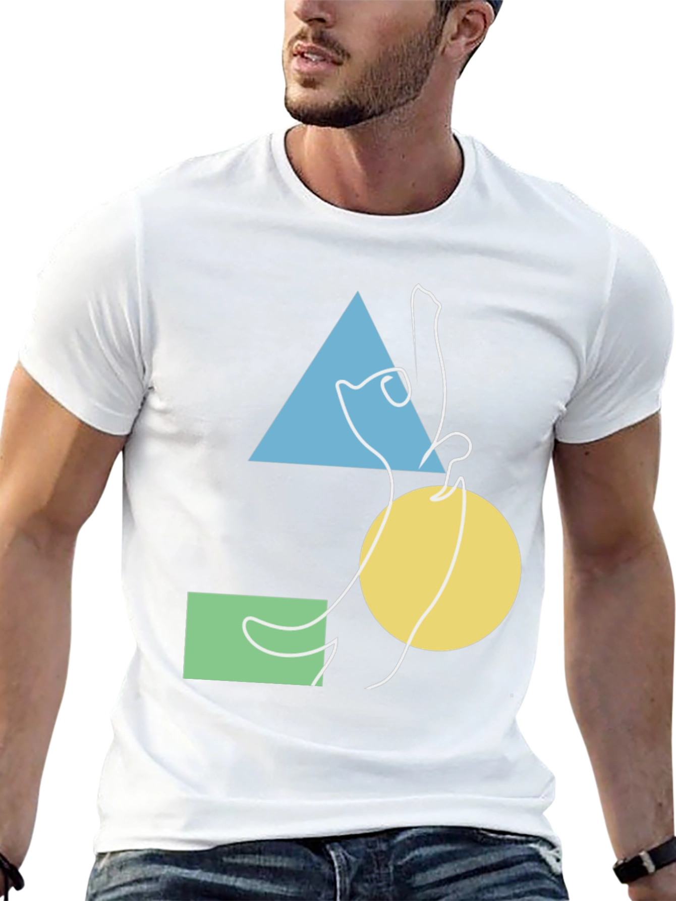 Abstract Geometric Cat Graphic Tee