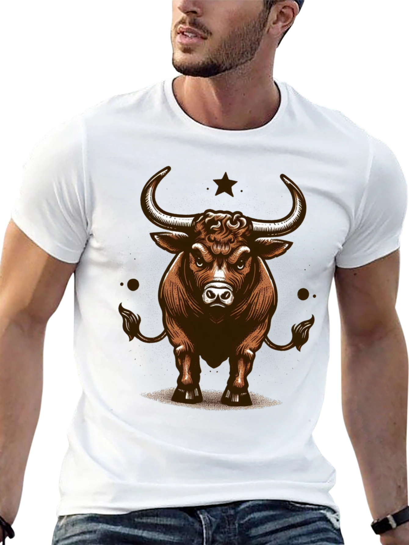 Bull Graphic Tee - Fierce Animal Print Shirt