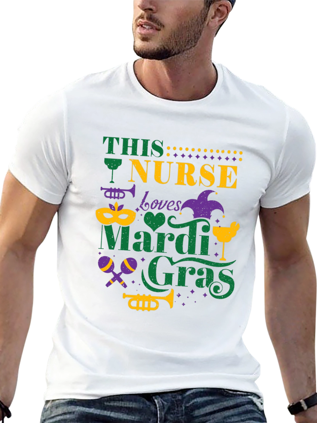 Nurse Loves Mardi Gras T-Shirt - Fun Festive Tee