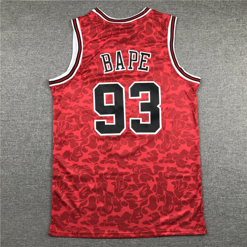 Men's Chicago Bulls Bape #93 Red 1997-98 Hardwood Classics Authentic Jerseys