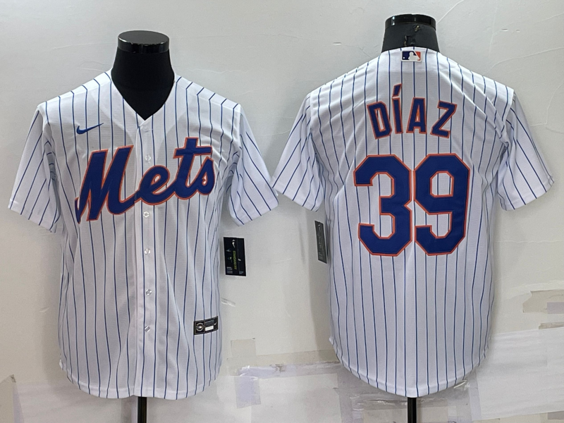 Men's New York Mets Edwin Diaz #39 White Replica Baseball Jerseys