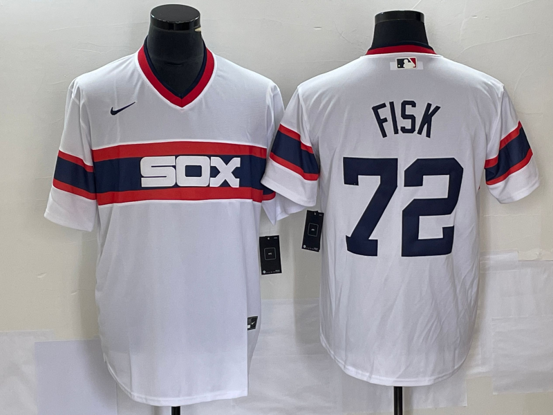 Men's Chicago White Sox Carlton Fisk #72 White Home Cooperstown Collection Team Player Jerseys