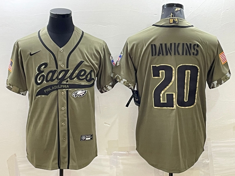 Men's Philadelphia Eagles Brian Dawkins #20 Olive 2022 Salute To Service Limited Jerseys Joint Edition