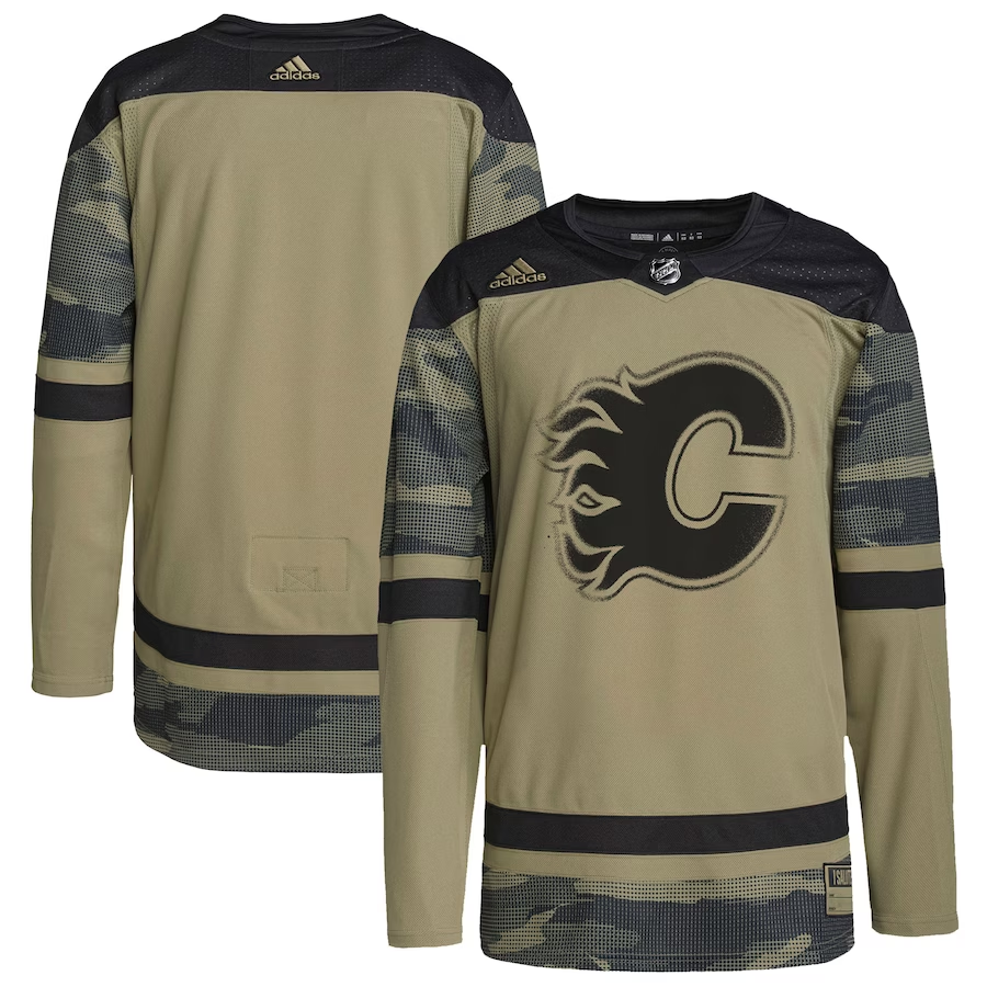 Men's Calgary Flames Camo Logo Military Appreciation Team Authentic Practice Blank Jerseys