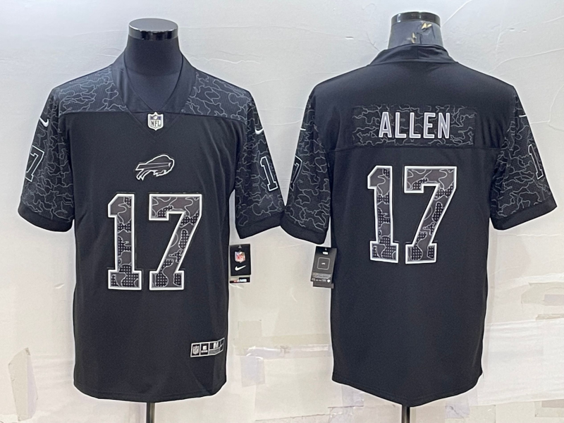Men's Buffalo Bills Josh Allen #17 Black RFLCTV Limited Jerseys