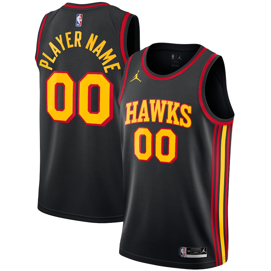 Men's Atlanta Hawks Black Swingman Custom Jerseys - Statement Edition