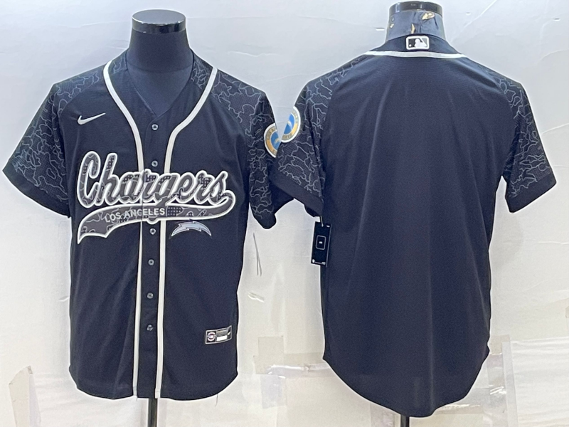 Men's Los Angeles Chargers Black RFLCTV Limited Blank Jerseys
