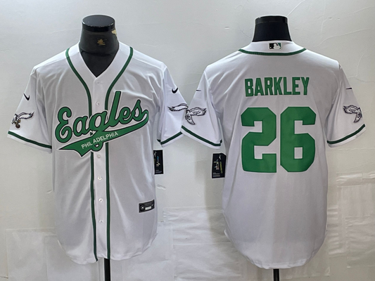 Men's Philadelphia Eagles Saquon Barkley #26 White Game Jerseys Joint Edition