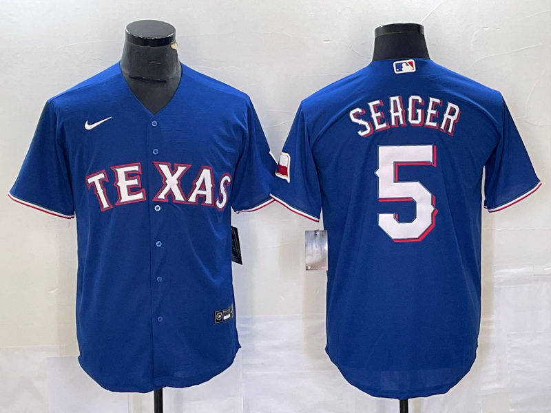 Men's Texas Rangers Corey Seager #5 Blue Replica Baseball Jerseys