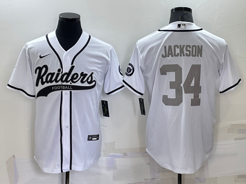 Men's Las Vegas Raiders Bo Jackson #34 White Player Jerseys Joint Edition