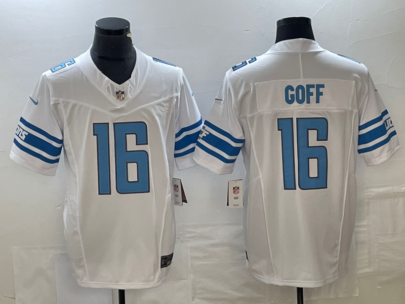 Men's Detroit Lions Jared Goff #16 White Player Game Jerseys