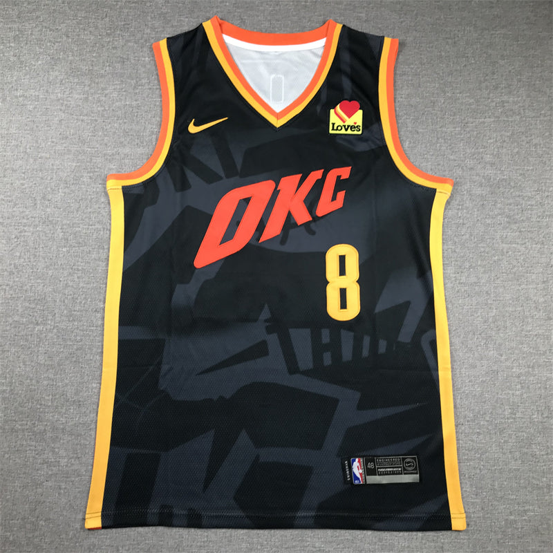 Men's Oklahoma City Thunder Jalen Williams #8 Black 2023/24 Swingman Jerseys - City Edition