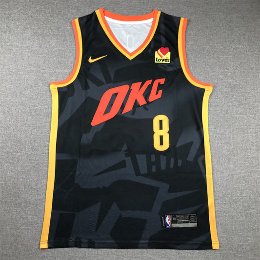 Men's Oklahoma City Thunder Jalen Williams #8 Black 2023/24 Swingman Jerseys - City Edition