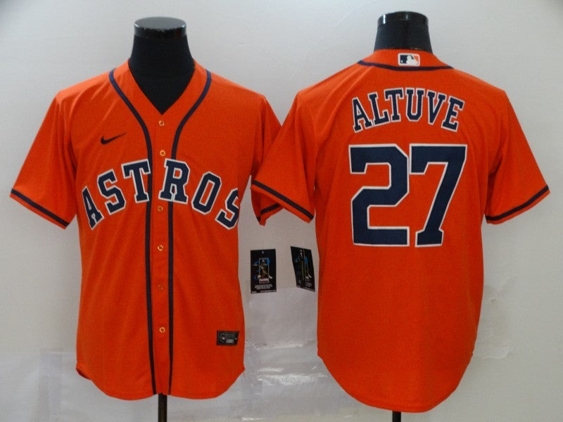 Men's Houston Astros Jose Altuve #27 Orange Replica Baseball Jerseys