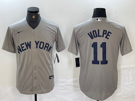 Men's New York Yankees Anthony Volpe #11 Gray Limited Game Jerseys
