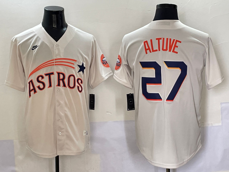 Men's Houston Astros Jose Altuve #27 Cream Player Jerseys