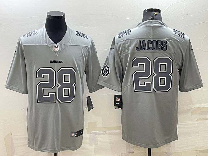 Men's Las Vegas Raiders Josh Jacobs #28 Gray Atmosphere Fashion Game Jerseys