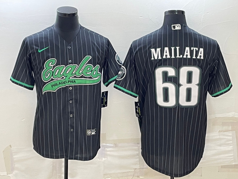 Men's Philadelphia Eagles Jordan Mailata #68 Black Player Jerseys Joint Edition