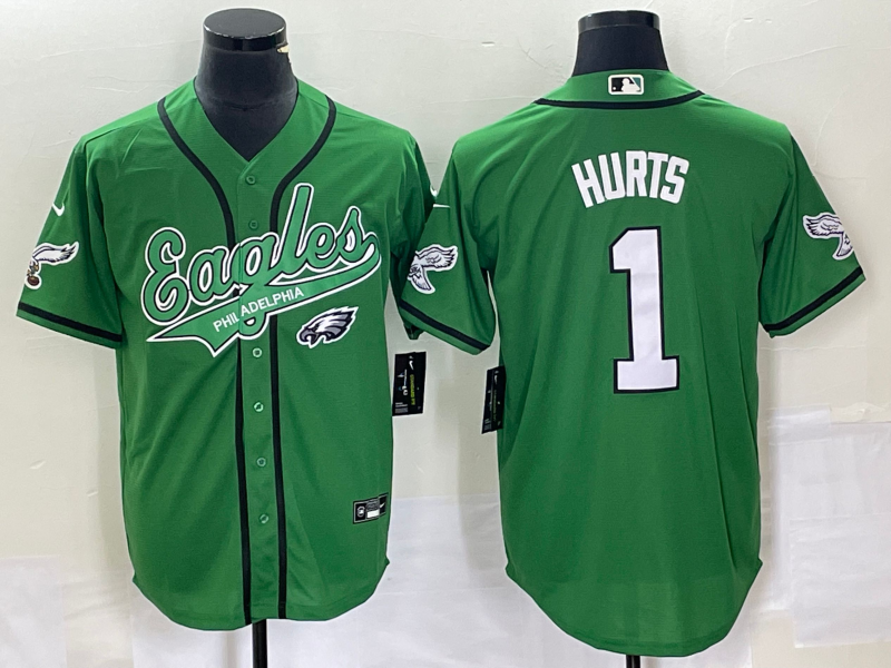 Men's Philadelphia Eagles Jalen Hurts #1 Kelly Green Game Jerseys Joint Edition