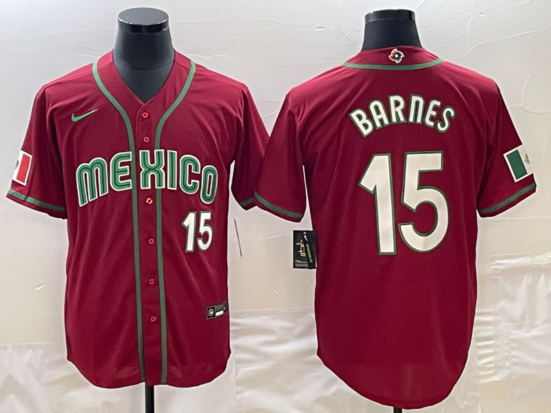 Men's 2023 World Baseball Classic #15 Austin Barnes Mexico Red Jerseys