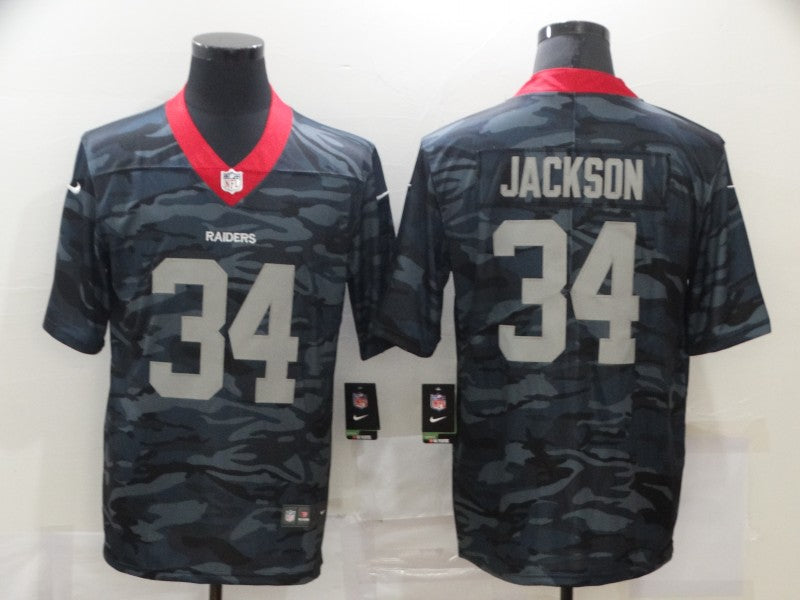 Men's Las Vegas Raiders Bo Jackson #34 Gray Camouflage Game Jerseys