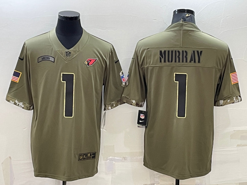 Men's Arizona Cardinals Kyler Murray #1 Olive 2022 Salute To Service Limited Jerseys