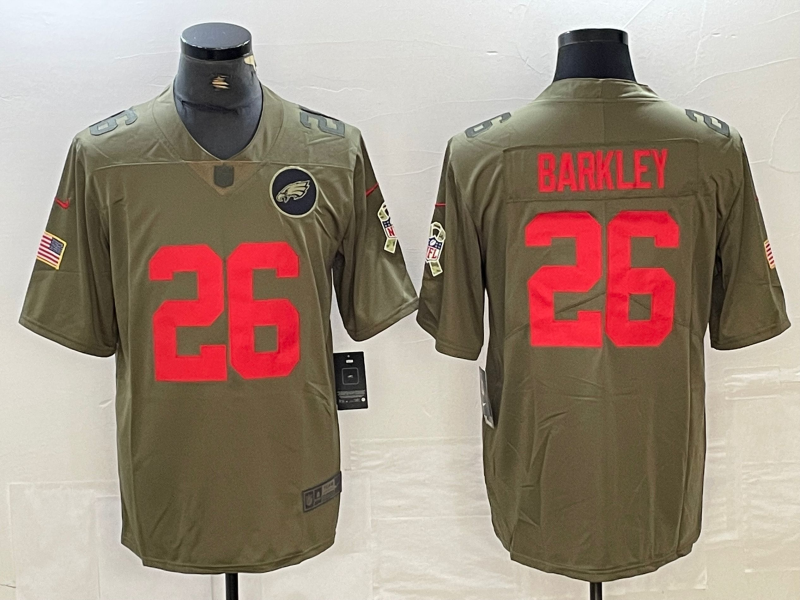 Men's Philadelphia Eagles Saquon Barkley #26 Olive Game Jerseys