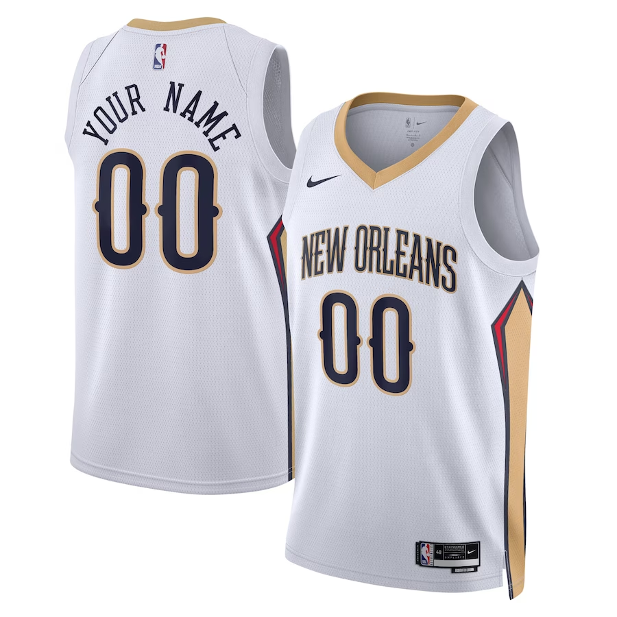 Men's New Orleans Pelicans White Swingman Custom Jerseys - Association Edition