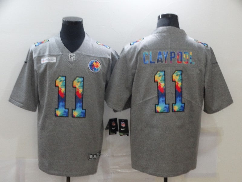 Men's Pittsburgh Steelers Chase Claypool #11 Gray Game Jerseys