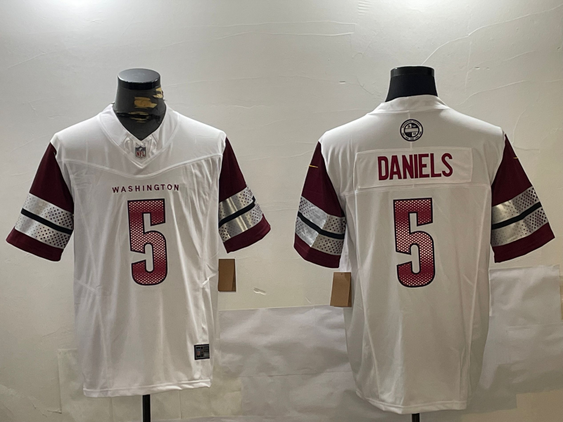 Men's Washington Commanders Jayden Daniels #5 White Player Game Jerseys