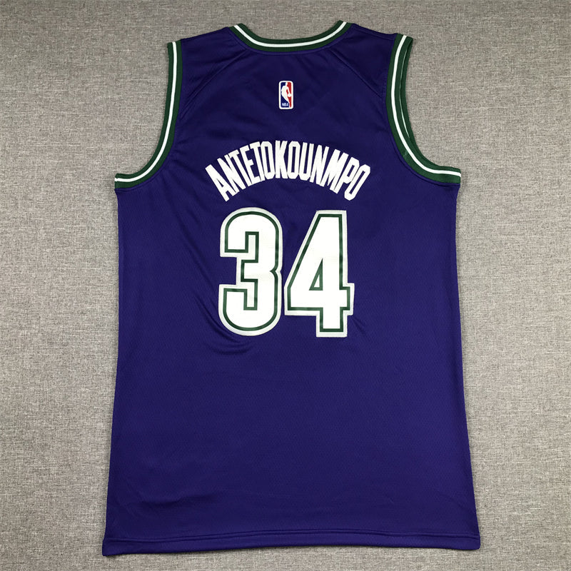 Men's Milwaukee Bucks Giannis Antetokounmpo #34 Purple 2022/23 Swingman Jerseys - Classic Edition