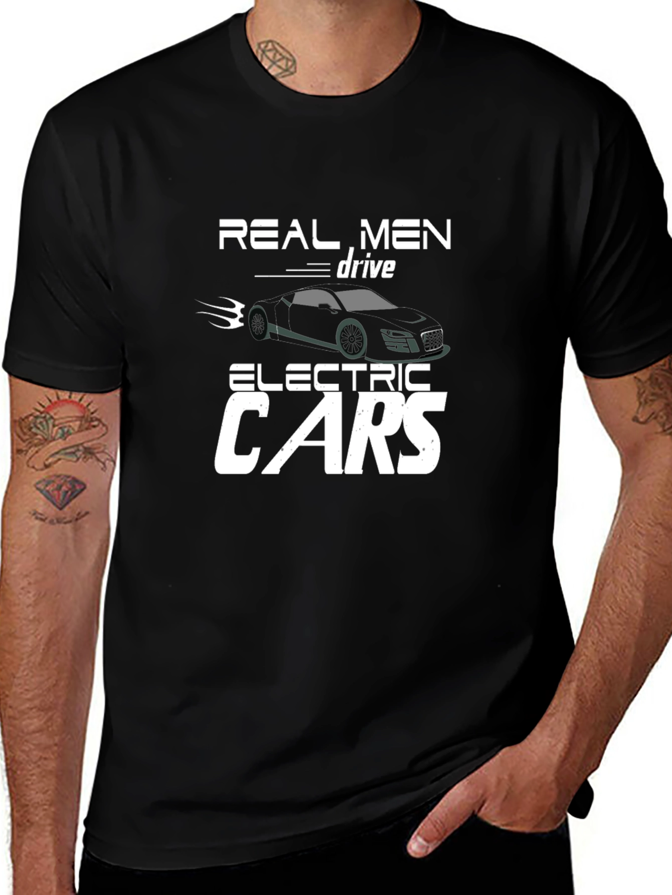Real Men Drive Electric Cars Graphic Tee