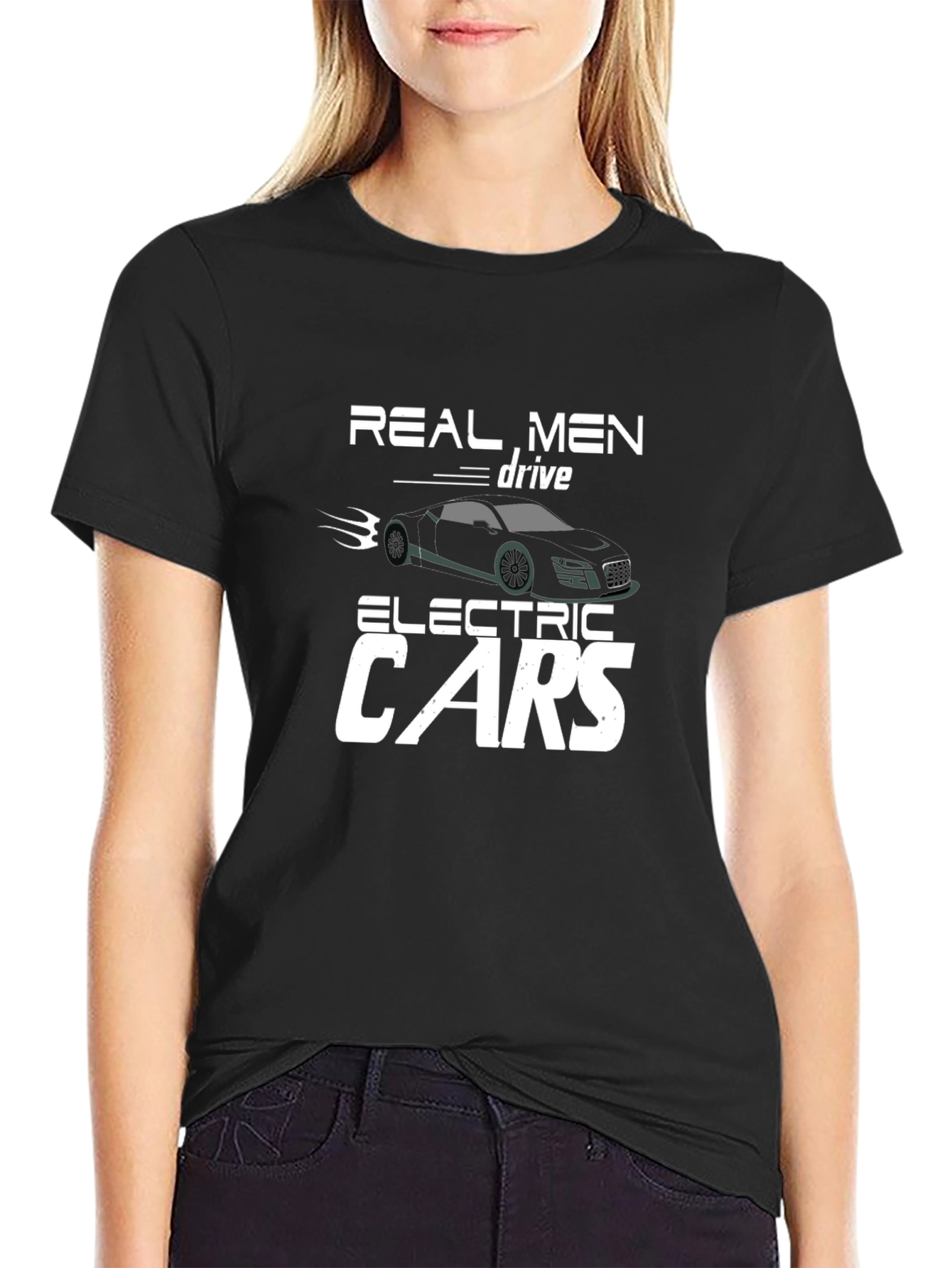 Real Men Drive Electric Cars Graphic Tee