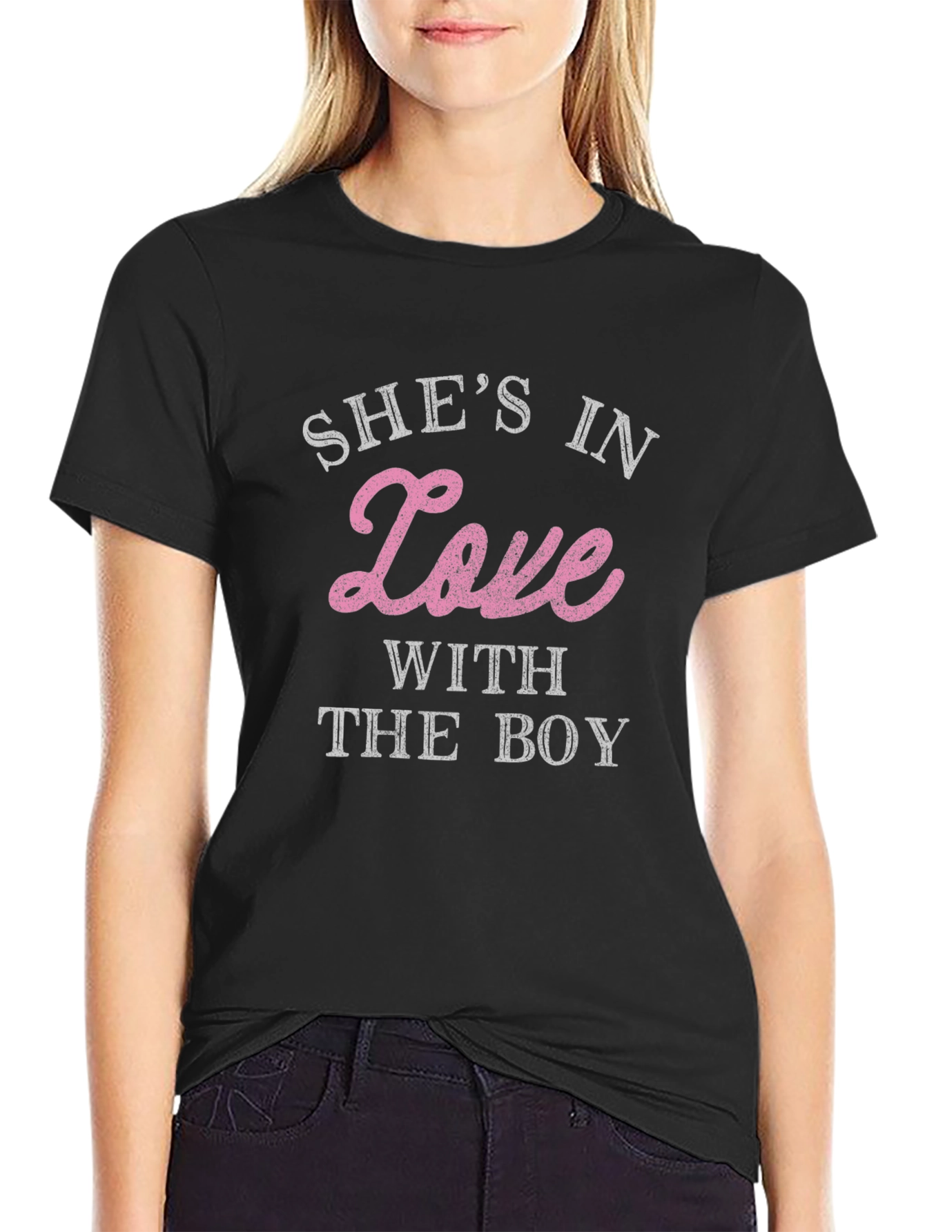 Shes In Love With The Boy Black T-Shirt
