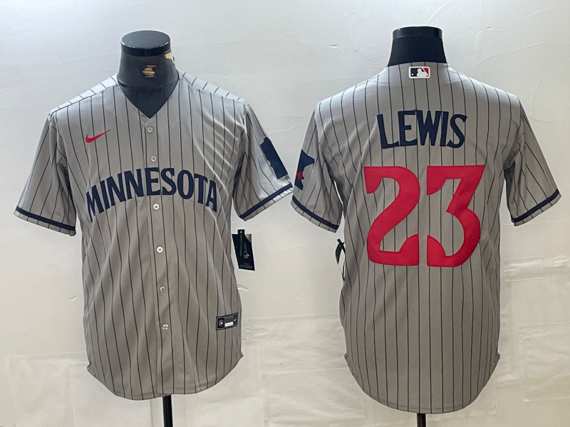 Men's Minnesota Twins Royce Lewis #23 Gray Road Replica Team Jerseys