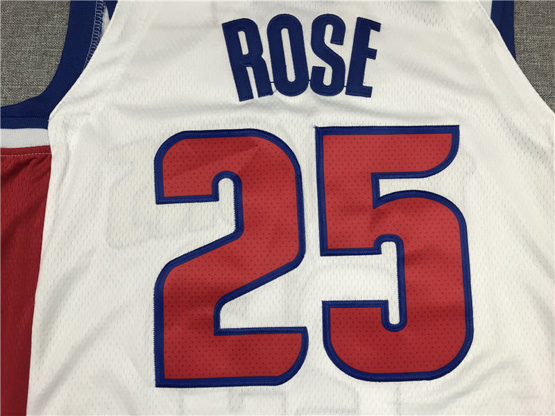 Men's Detroit Pistons Derrick Rose White 2021/22 Fast Break Replica Jerseys