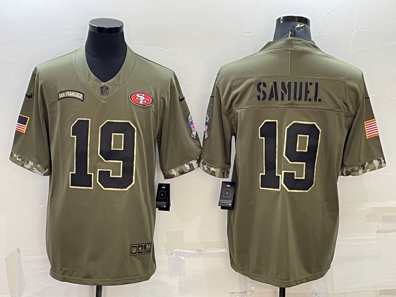 Men's San Francisco 49ers Deebo Samuel #19 Olive 2022 Salute To Service Retired Player Limited Jerseys