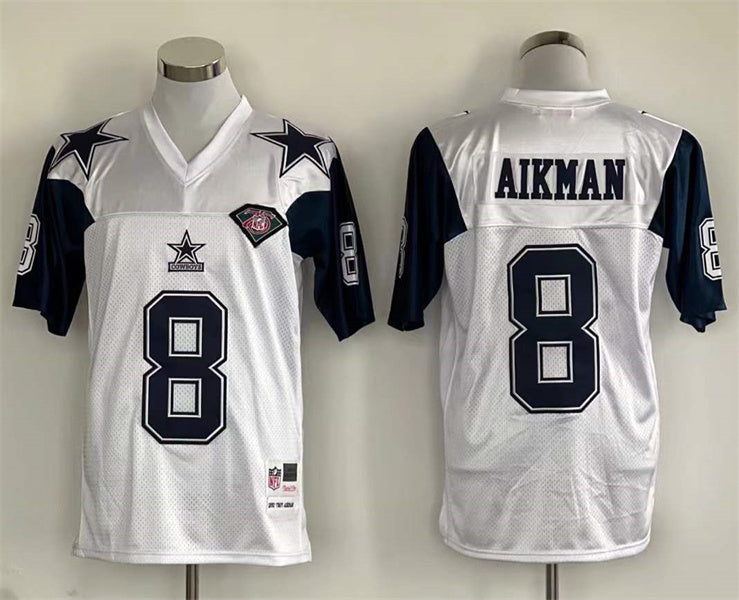 Men's Dallas Cowboys Troy Aikman Mitchell & Ness White Legacy Replica Jerseys