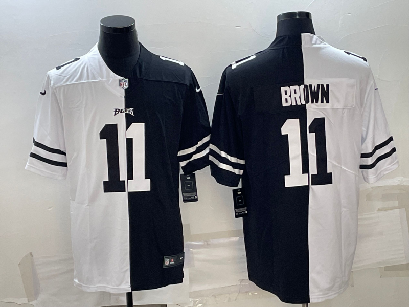 Men's Philadelphia Eagles A.J. Brown #11 Black/White Game Jerseys