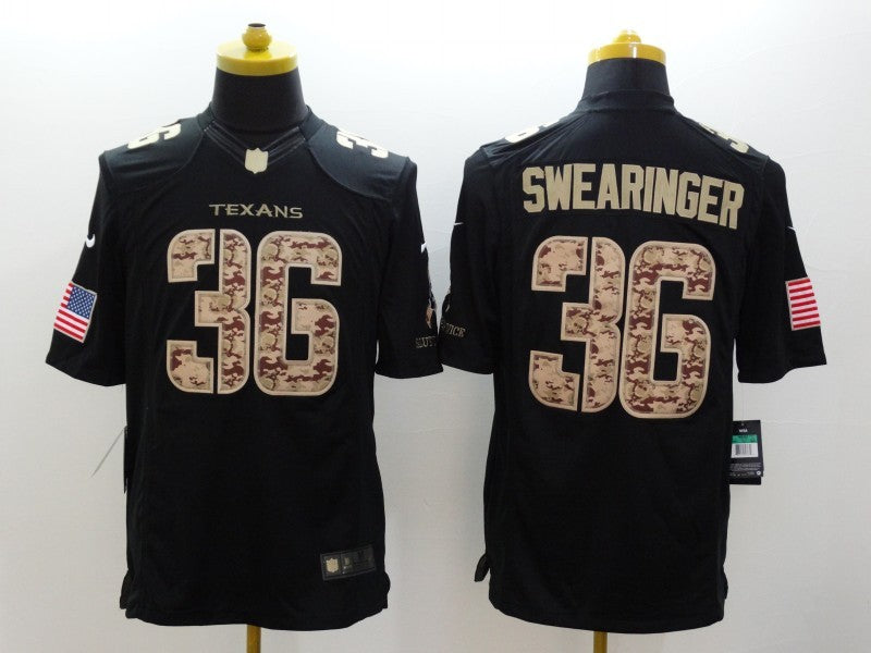 Men's Houston Texans D. J. Swearinger #36 Black Game Player Jerseys
