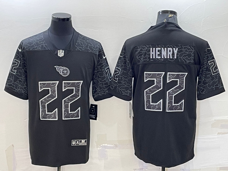 Men's Tennessee Titans Derrick Henry #22 Black Retired Player RFLCTV Limited Jerseys