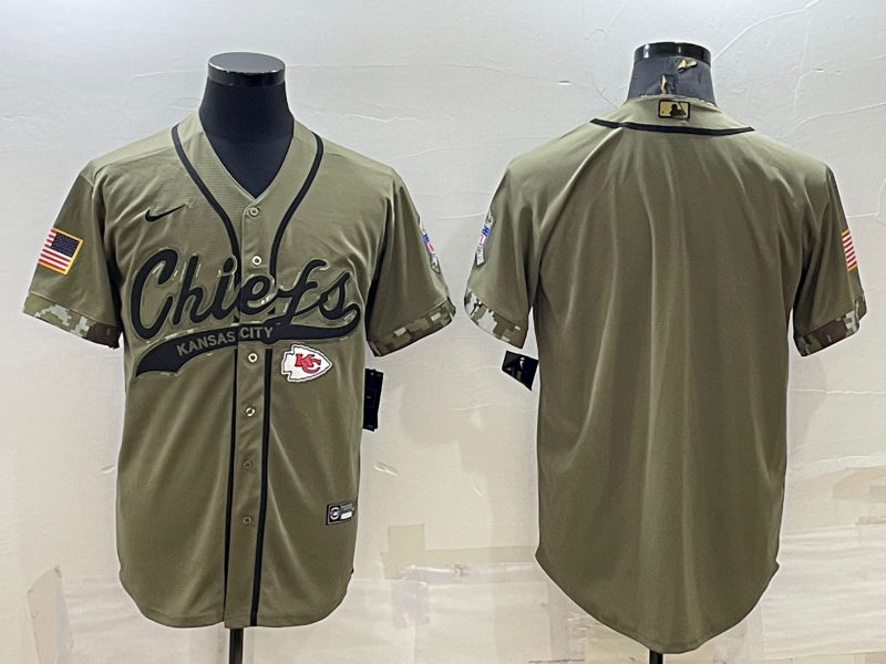 Men's Kansas City Chiefs Olive 2022 Salute To Service Limited Blank Jerseys