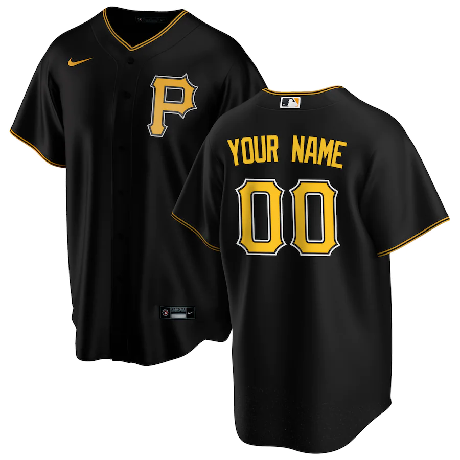 Men's Pittsburgh Pirates Black Alternate Replica Custom Jerseys