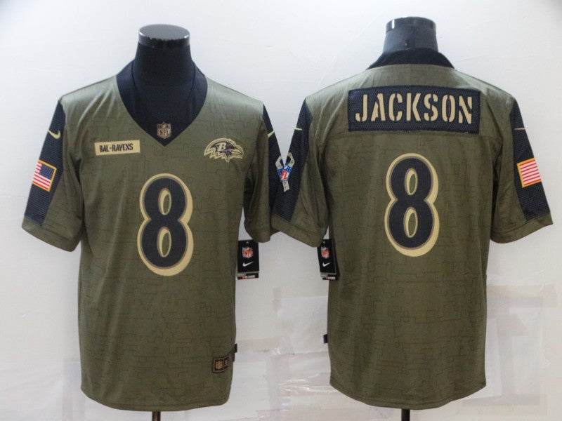 Men's Baltimore Ravens Lamar Jackson #8 Brown Player Game Jerseys