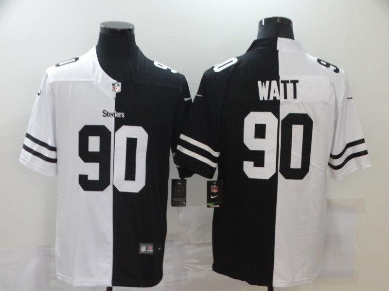 Men's Pittsburgh Steelers T.J. Watt #90 Black/White Game Jerseys