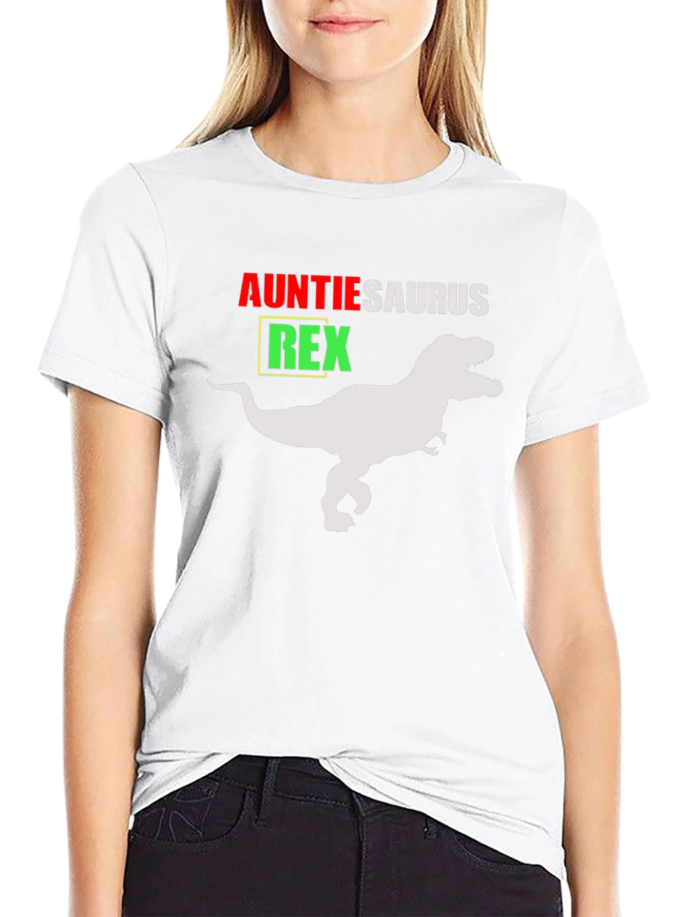 Auntie Saurus Rex T-Shirt - Funny Aunt Dinosaur Tee