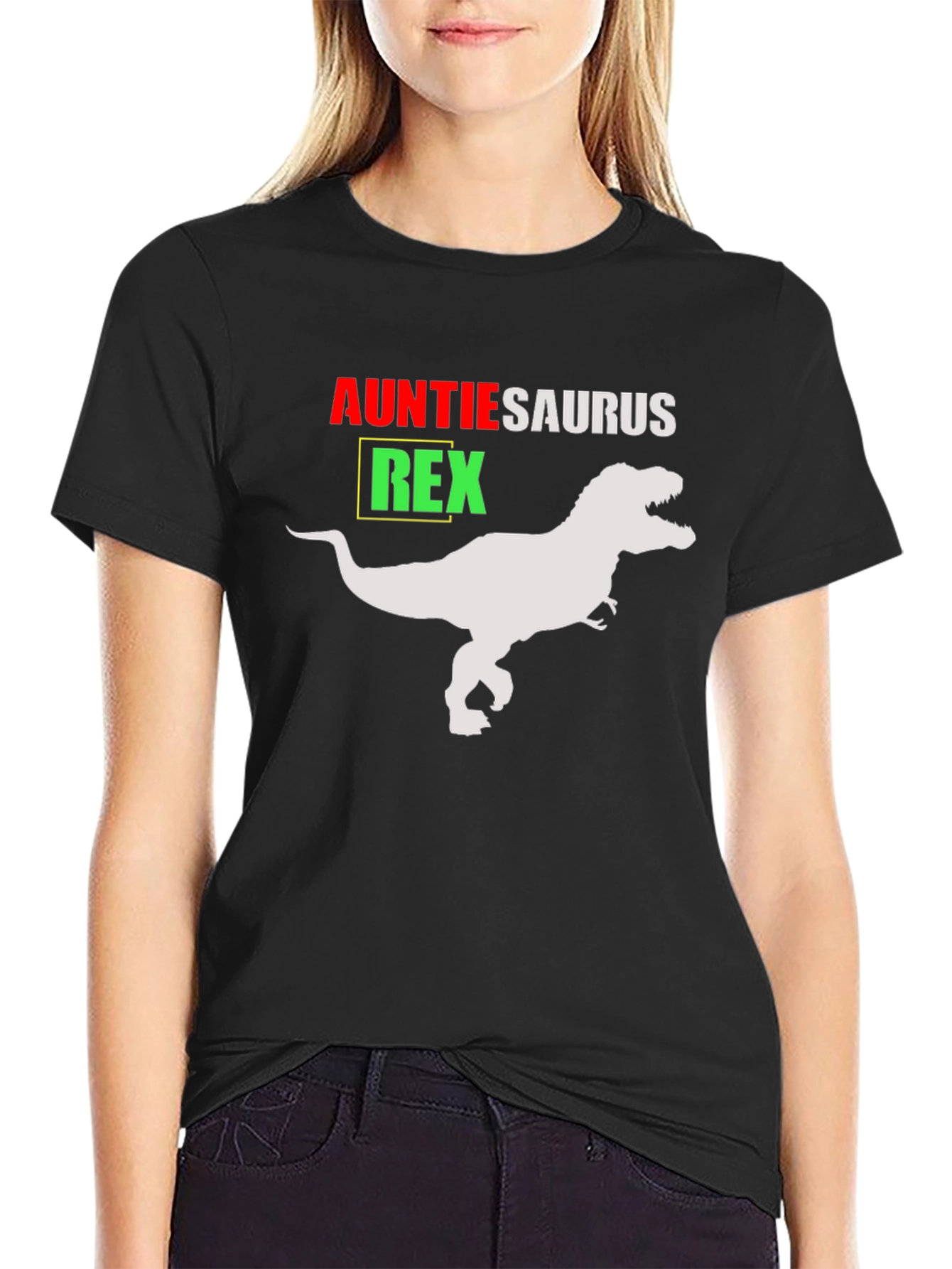 Auntie Saurus Rex T-Shirt - Funny Aunt Dinosaur Tee