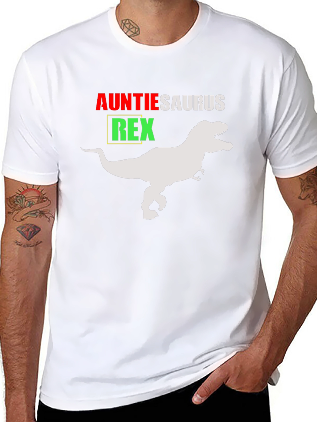 Auntie Saurus Rex T-Shirt - Funny Aunt Dinosaur Tee