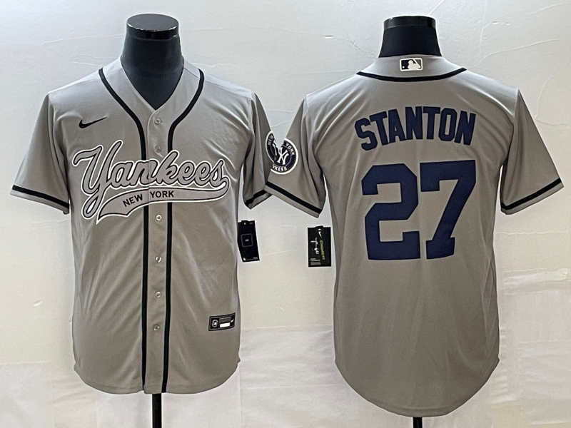 Men's New York Yankees Giancarlo Stanton #27 Gray Player Jerseys Joint Edition