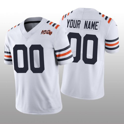 Custom1 Chicago Bears White Alternate Classic Limited 100th Season Jerseys Stitched Jerseys Football Jerseys